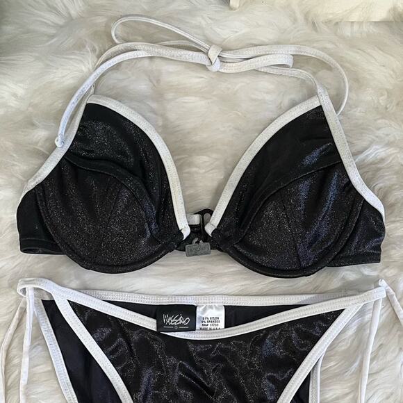 NEW Mossimo Two Tone Contrast Push Up Bikini Bathing Suit Swim Top Black XS NWOT - Picture 4 of 13